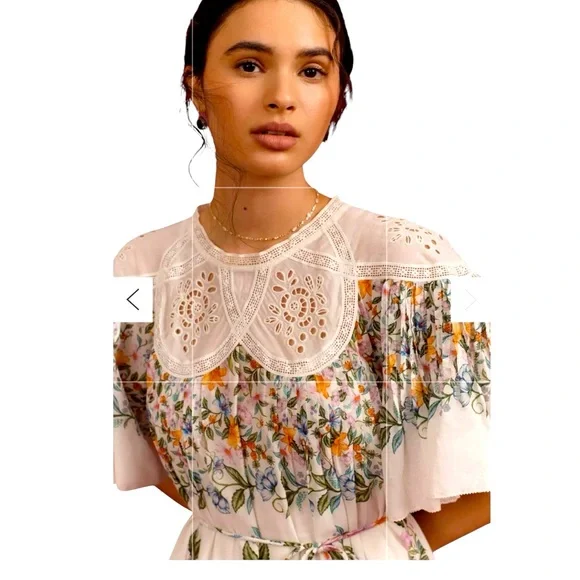 FARM RIO Sweet Bloom Bouquet Off-White Mini Dress, Size M. - Picture 4 of 10